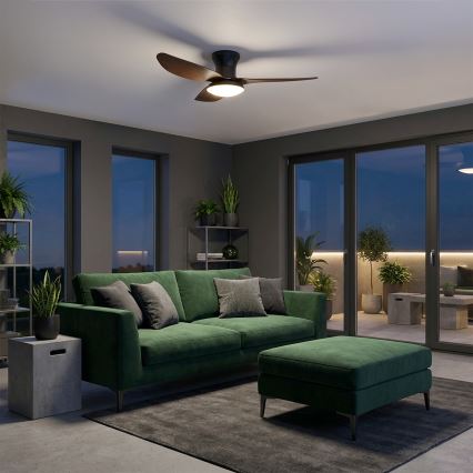 Brilagi - Dimmbarer LED-Deckenventilator LED/38W/230V 100 cm schwarz/braun + Fernbedienung