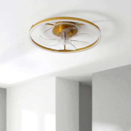 Brilagi - Dimmbarer LED-Deckenventilator LED/66W/230V 55 cm weiß/gold + Fernbedienung