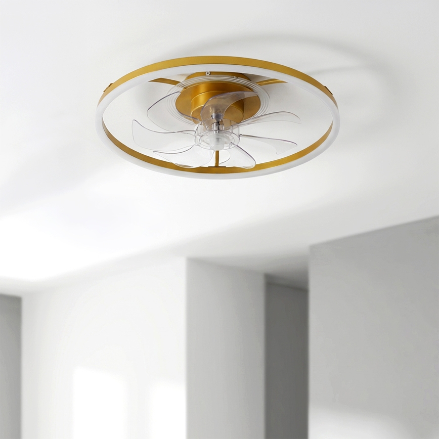 Brilagi - Dimmbarer LED-Deckenventilator LED/66W/230V 55 cm weiß/gold + Fernbedienung