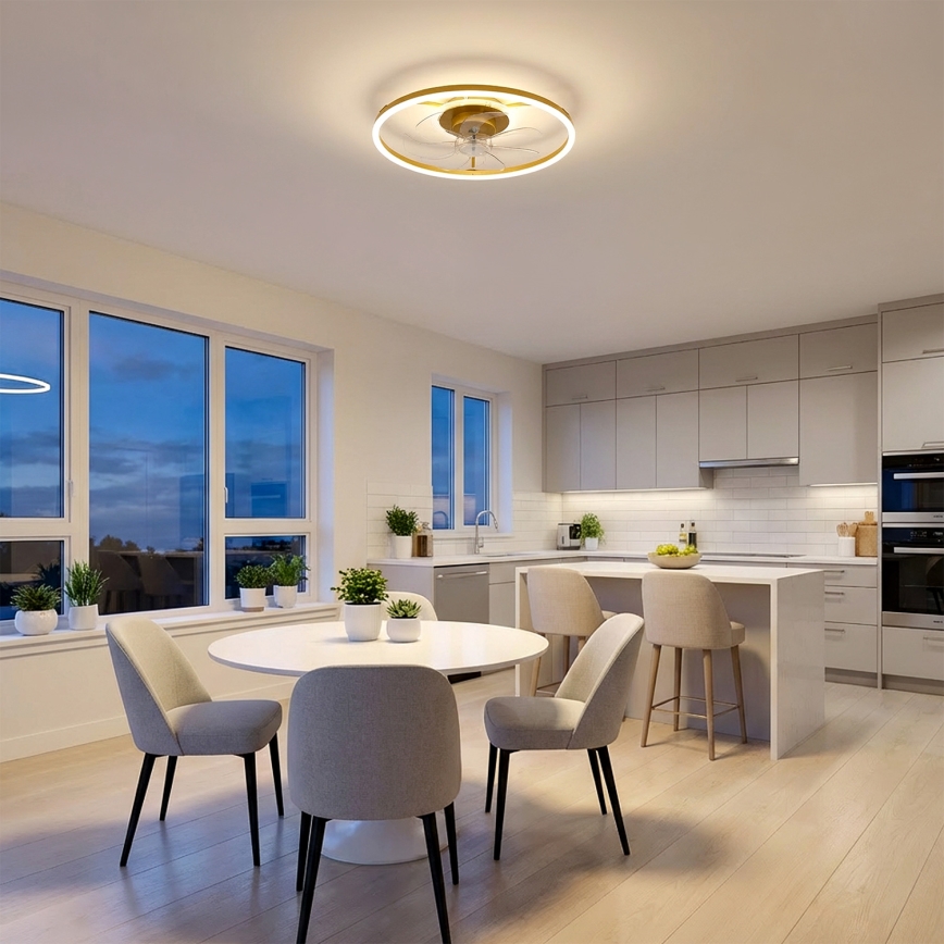 Brilagi - Dimmbarer LED-Deckenventilator LED/66W/230V 55 cm weiß/gold + Fernbedienung