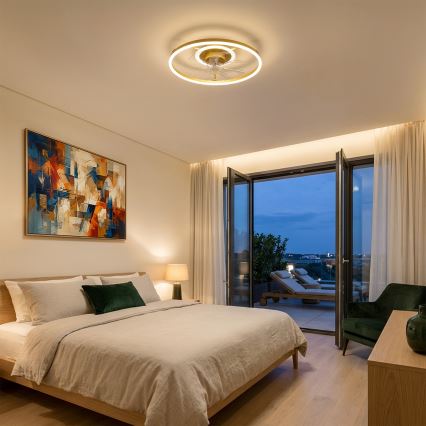 Brilagi - Dimmbarer LED-Deckenventilator LED/66W/230V 55 cm weiß/gold + Fernbedienung