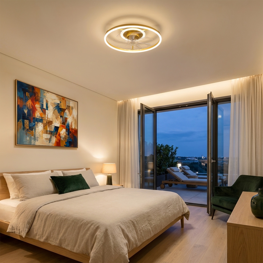 Brilagi - Dimmbarer LED-Deckenventilator LED/66W/230V 55 cm weiß/gold + Fernbedienung