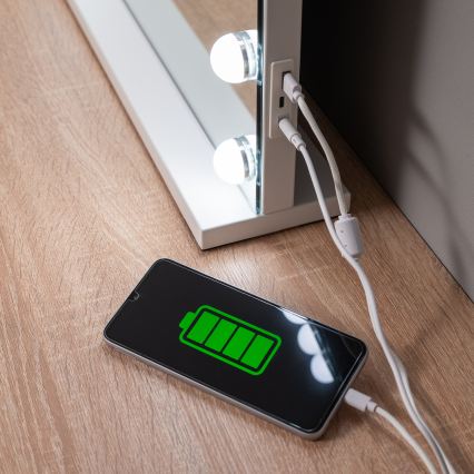 BRILAGI - LED dimmbarer Make-up-Spiegel HOLLYWOOD LED/15W/230V CCT + 2x USB 55x77 cm weiß