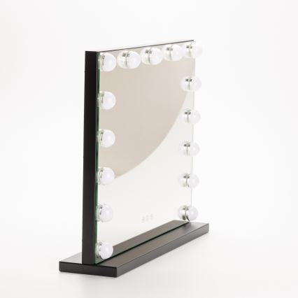 BRILAGI - LED-dimmbarer Make-up-Spiegel HOLLYWOOD LED/15W/230V CCT + USB schwarz