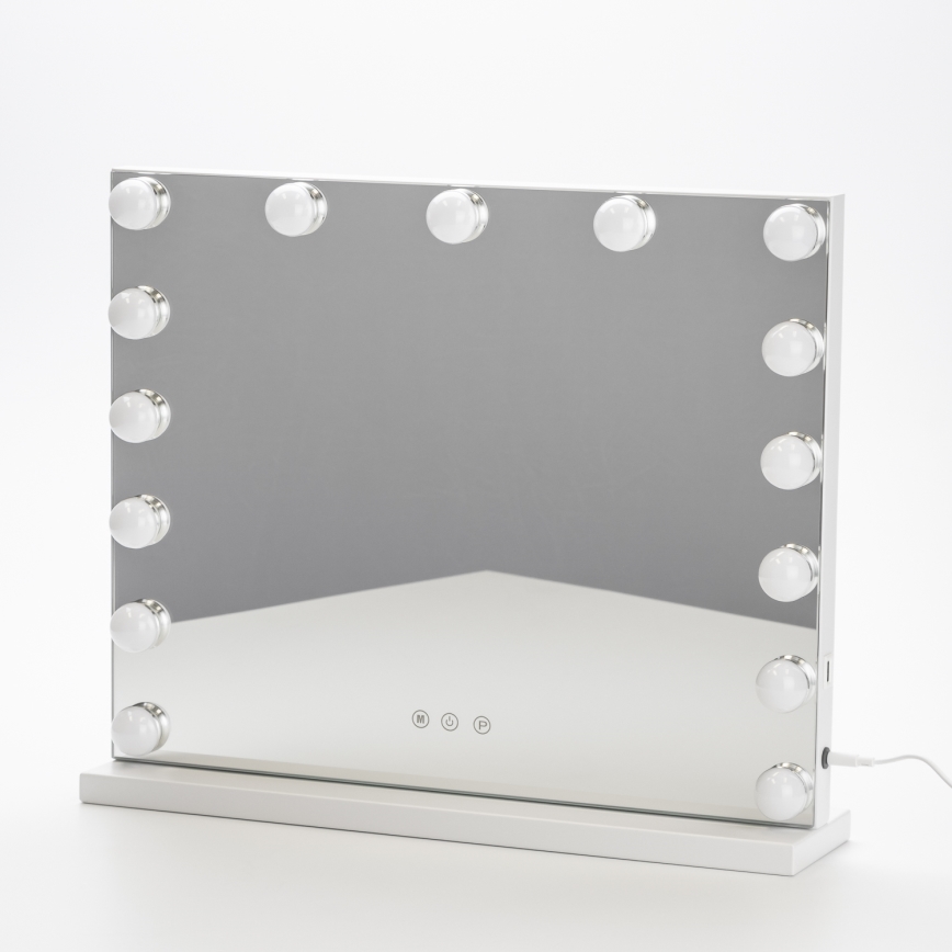 BRILAGI - LED-dimmbarer Make-up-Spiegel HOLLYWOOD LED/15W/230V CCT + USB weiß