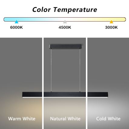 Brilagi - LED dimmbare Hängeleuchte an Kabel SLEEKLINE SMART LED/40W/230V 3000-6000K Wi-Fi Tuya schwarz + Fernbedienung