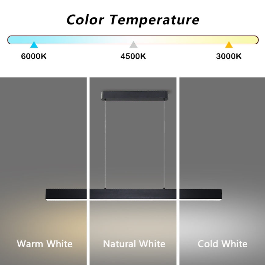 Brilagi - LED dimmbare Hängeleuchte an Kabel SLEEKLINE SMART LED/40W/230V 3000-6000K Wi-Fi Tuya schwarz + Fernbedienung