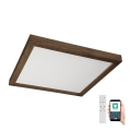 Brilagi - LED dimmbares Badezimmer-Deckenleuchte WOODY FRAME LED/50W/230V Eiche Nussbaum 60x60 cm 3000-6000K IP44 + Fernbedienung