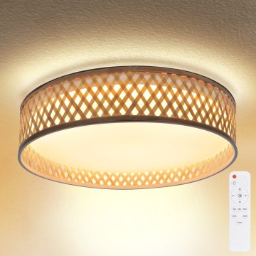 Brilagi - LED dimmbares Deckenleuchte CAMILA LED/48W/230V 3000-6500K Bambus Ø 40 cm + Fernbedienung