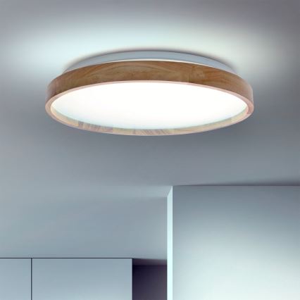 Brilagi - LED dimmbares Deckenleuchte ALSON LED/48W/230V 3000-6500K Eiche Ø 39,5 cm + Fernbedienung
