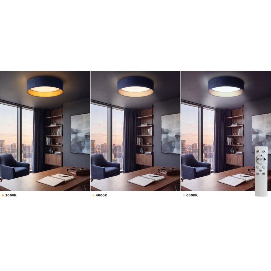 BRILAGI - Dimmbare LED-Deckenleuchte VELVET SMART VARI LED/36W/230V 3000-6500K Ø 55 cm blau/gold + Fernbedienung