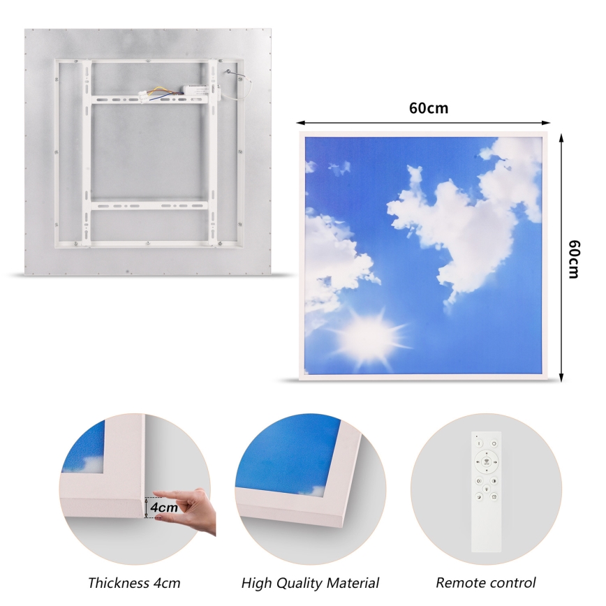 Brilagi - Dimmbare LED-Deckenleuchte SLIMFRAME LED/58W/230V 60x60 cm 3000-6000K silber/blau + Fernbedienung