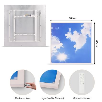 Brilagi - SLIMFRAME SKY dimmbare LED-Deckenleuchte LED/58W/230V 60x60 cm 3000-6000K silber/blau + Fernbedienung