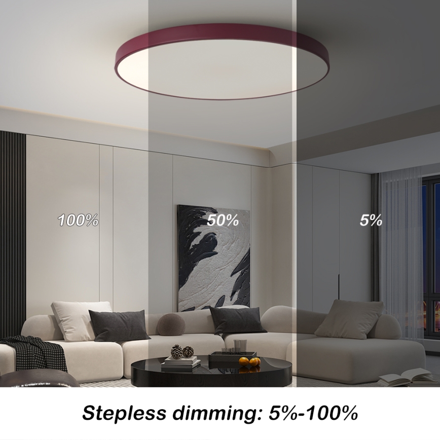 Brilagi - dimmbare LED-Leuchte POOL SMART LED/100W/230V Ø 80 cm 3000–6000K Wi-Fi Tuya + Fernbedienung burgunderrot