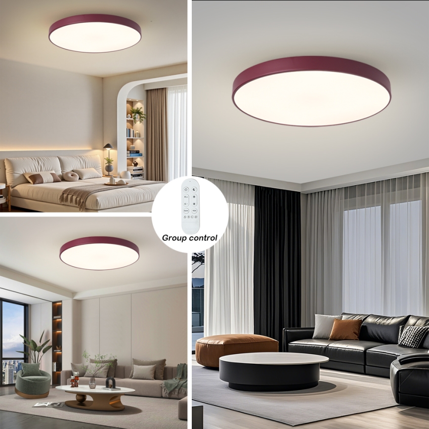 Brilagi - dimmbare LED-Leuchte POOL SMART LED/100W/230V Ø 80 cm 3000–6000K Wi-Fi Tuya + Fernbedienung burgunderrot