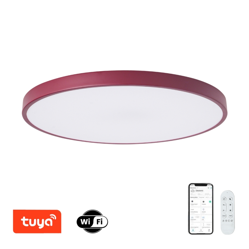 Brilagi - dimmbare LED-Leuchte POOL SMART LED/100W/230V Ø 80 cm 3000–6000K Wi-Fi Tuya + Fernbedienung burgunderrot