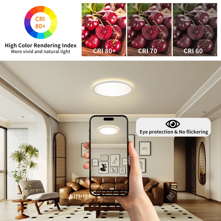 Brilagi - LED-Dimmleuchte mit Bewegungs- und Dämmerungssensor ULTRA SLIM LED/24W/230V Ø 42 cm + Fernbedienung