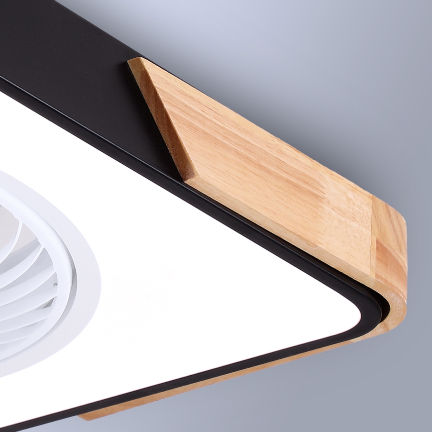 Brilagi - LED dimmbares Deckenleuchte mit Ventilator LED/30W/230V 3000-6500K Schwarz/Eiche + Fernbedienung