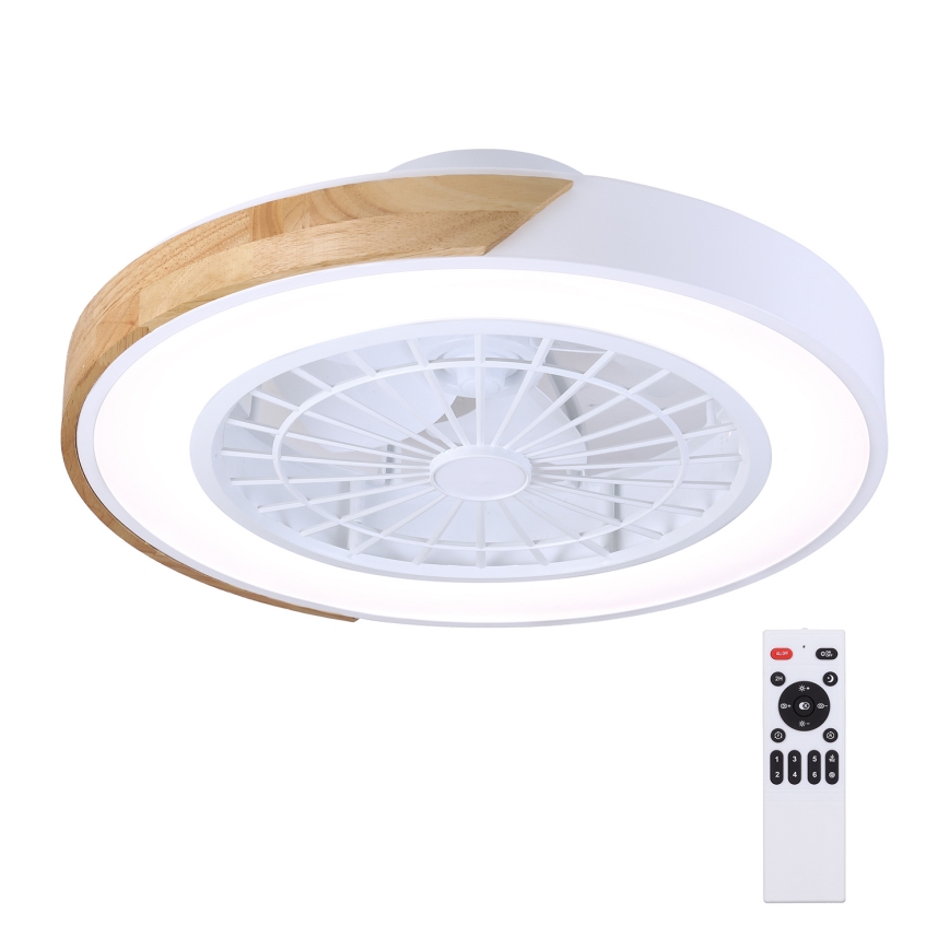 Brilagi - LED dimmbare Deckenleuchte mit Ventilator LED/30W/230V 3000-6500K Weiß/Eiche + Fernbedienung