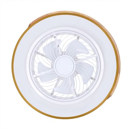 Brilagi - LED-dimmbare Deckenleuchte mit Ventilator LED/38W/230V 3000-6500K Ø 50 cm blau/Eiche + Fernbedienung