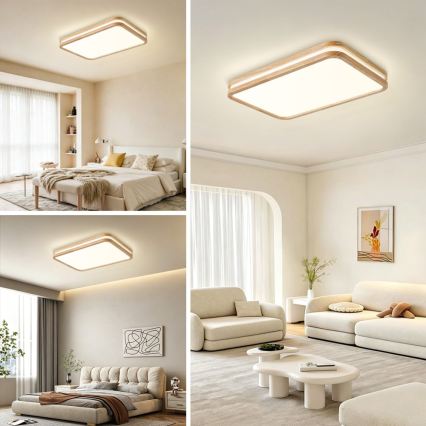 BRILAGI - LED-dimmbare Deckenleuchte MOLINA SQUARE LED/54W/230V 3000-6000K Eiche 60x40 cm + Fernbedienung