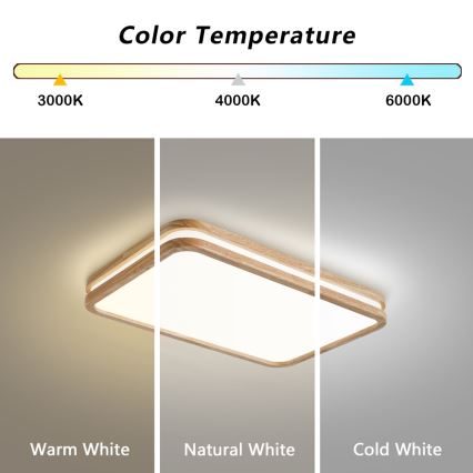 BRILAGI - LED-dimmbare Deckenleuchte MOLINA SQUARE LED/54W/230V 3000-6000K Eiche 60x40 cm + Fernbedienung