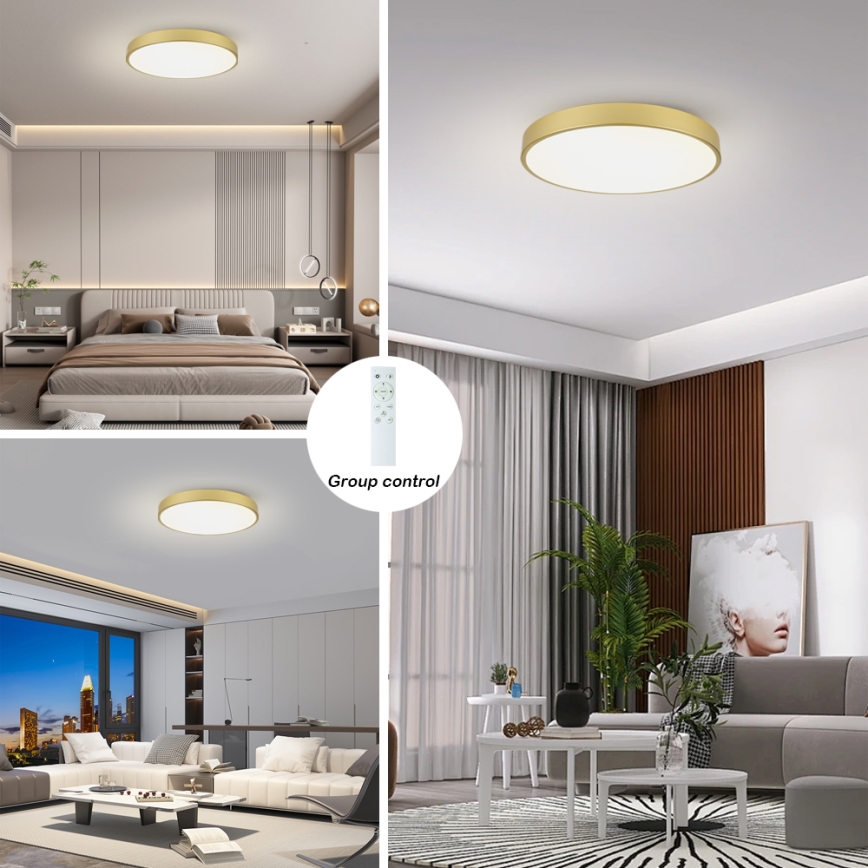 Brilagi - Dimmbare LED-Deckenleuchte POOL SMART LED/100W/230V 3000-6000K 80 cm goldfarben Wi-Fi Tuya + Fernbedienung