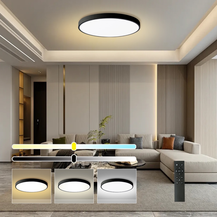 Brilagi - LED-dimmbare Deckenleuchte POOL SMART LED/128W/230V 3000-6000K Ø 100 cm Wi‑Fi Tuya schwarz + Fernbedienung