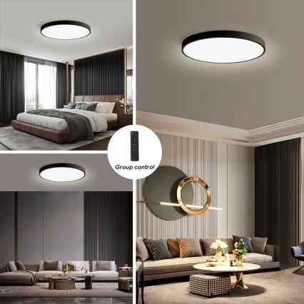 Brilagi - LED-dimmbare Deckenleuchte POOL SMART LED/128W/230V 3000-6000K Ø 100 cm Wi‑Fi Tuya schwarz + Fernbedienung