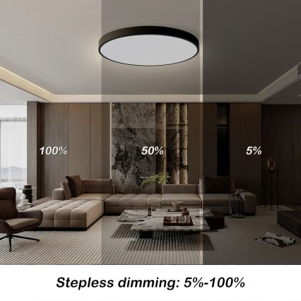 Brilagi - dimmbare LED-Deckenleuchte POOL SMART LED/180W/230V 3000-6000K Ø 120 cm Wi-Fi Tuya schwarz + Fernbedienung