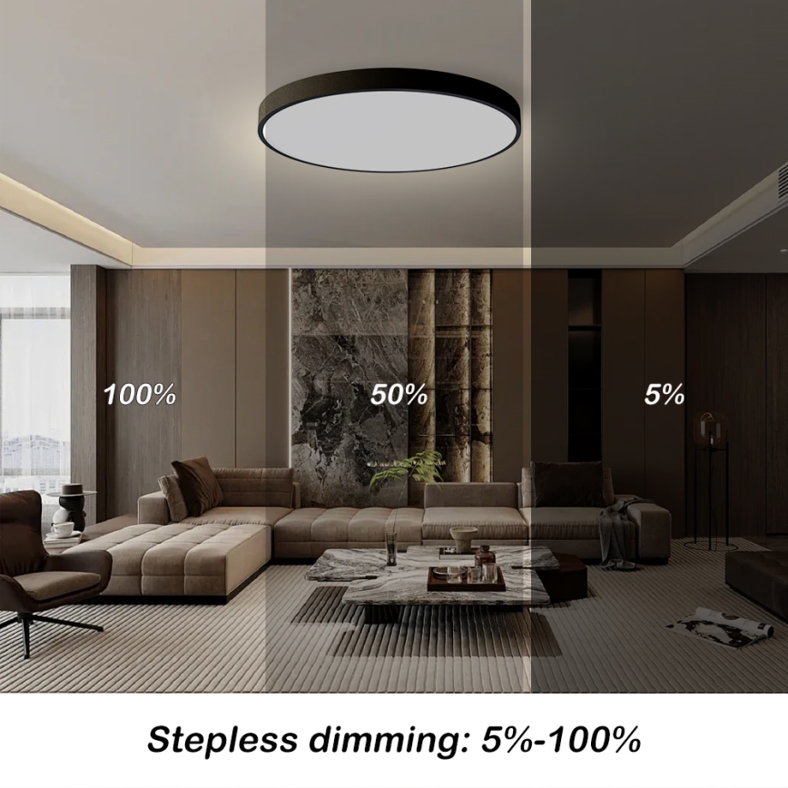 Brilagi - dimmbare LED-Deckenleuchte POOL SMART LED/180W/230V 3000-6000K Ø 120 cm Wi-Fi Tuya schwarz + Fernbedienung