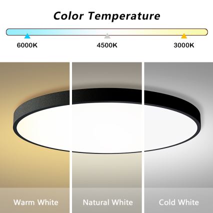 Brilagi - dimmbare LED-Deckenleuchte POOL SMART LED/180W/230V 3000-6000K Ø 120 cm Wi-Fi Tuya schwarz + Fernbedienung