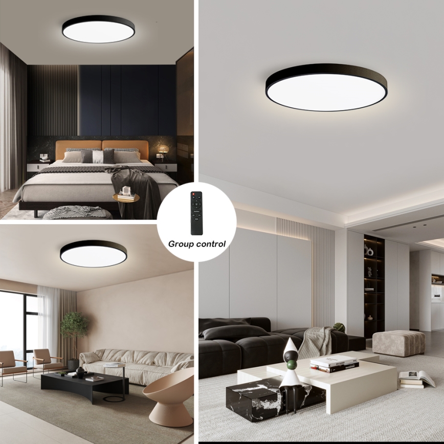 Brilagi - dimmbare LED-Deckenleuchte POOL SMART LED/180W/230V 3000-6000K Ø 120 cm Wi-Fi Tuya schwarz + Fernbedienung