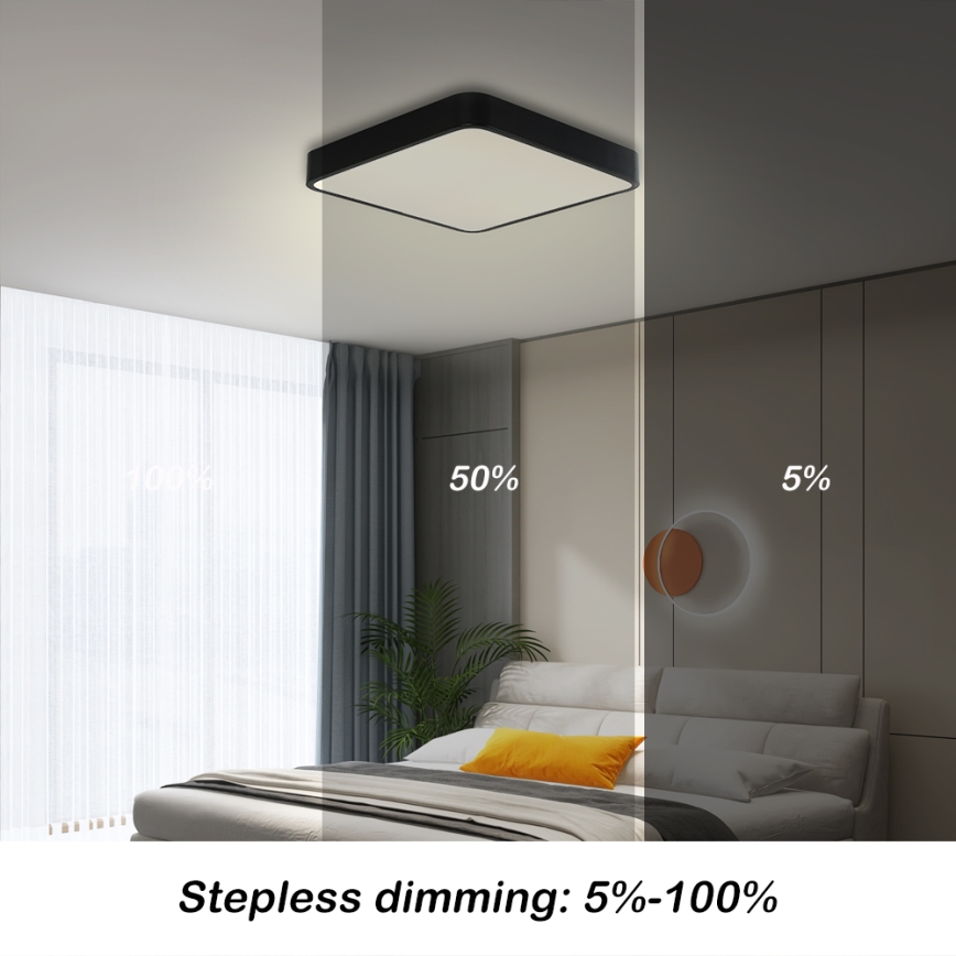 Brilagi - LED dimmbares Deckenleuchte POOL SQUARE LED/36W/230V 3000-6000K 40x40 cm schwarz + Fernbedienung