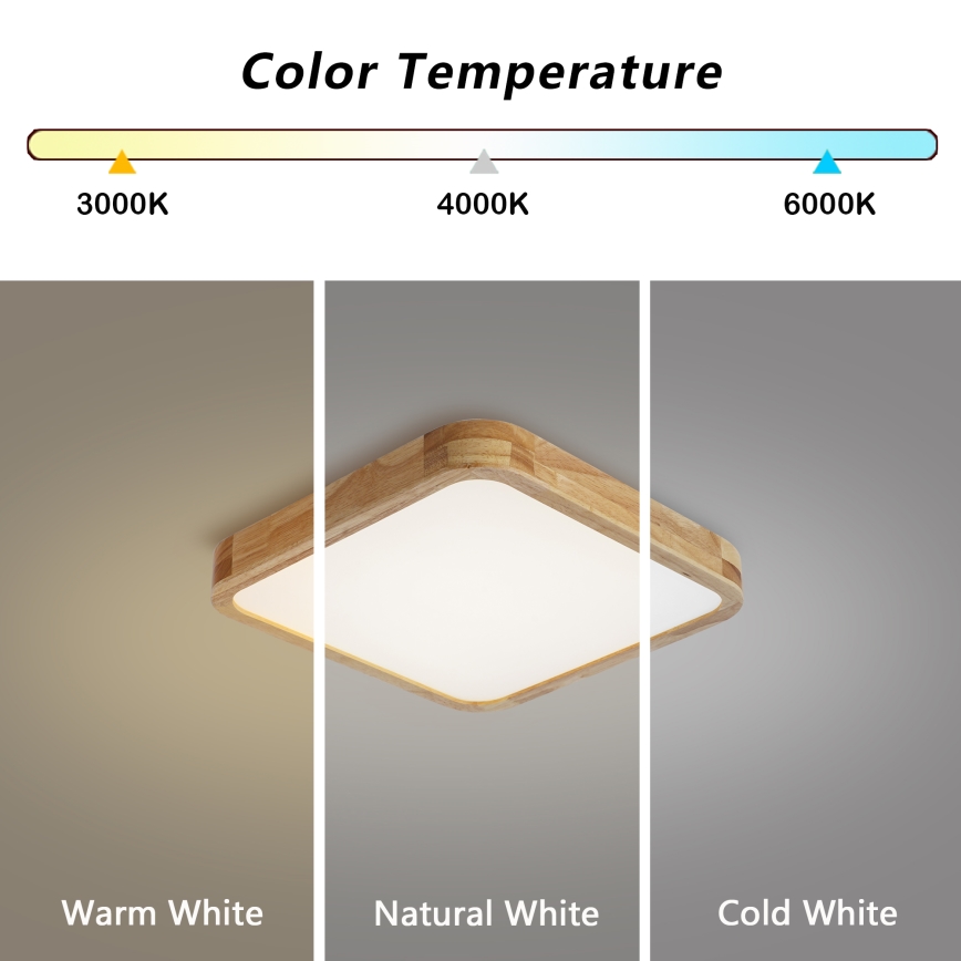 BRILAGI - LED dimmbare Deckenleuchte WOODLINE SQUARE LED/48W/230V 3000-6000K Eiche 40x40 cm + Fernbedienung