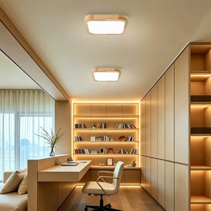 BRILAGI - LED dimmbare Deckenleuchte WOODLINE SQUARE LED/48W/230V 3000-6000K Eiche 40x40 cm + Fernbedienung
