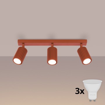 Brilagi - LED-Einbaustrahler CRESTO 3xGU10/10W/230V rot