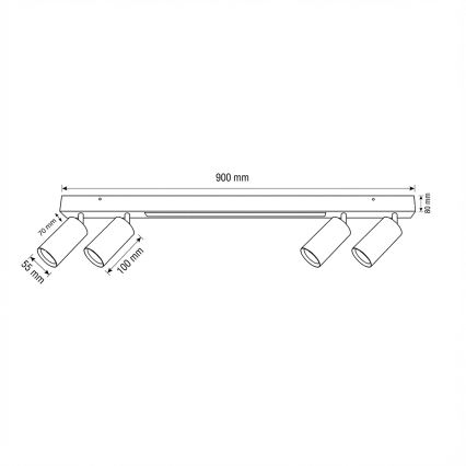 Brilagi - LED-Einbaustrahler SELE 4xGU10/30W/230V + LED/20W schwarz