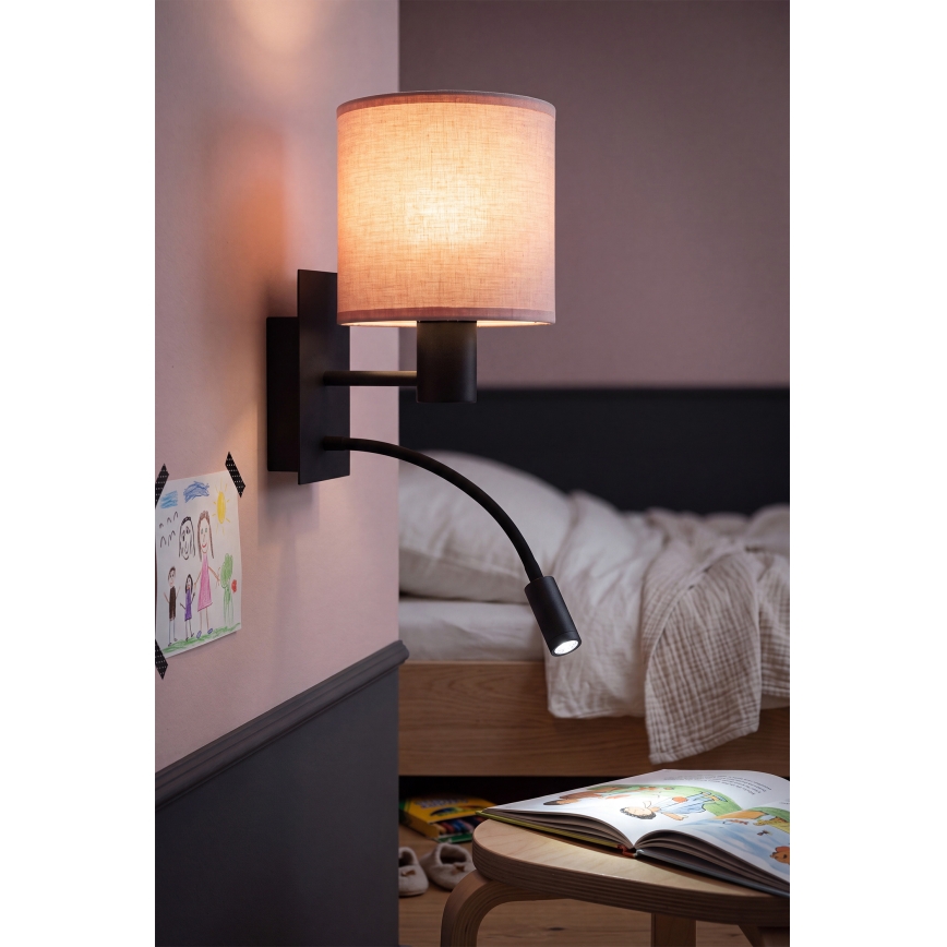 BRILAGI - Flexible LED-Wandleuchte BOBO 1xE27/25W/230V + LED/3W schwarz/rosa