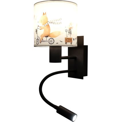 BRILAGI - LED flexible Kinder-Wandleuchte BOBO 1xE27/25W/230V + LED/3W schwarz/weiß/Tiermotive