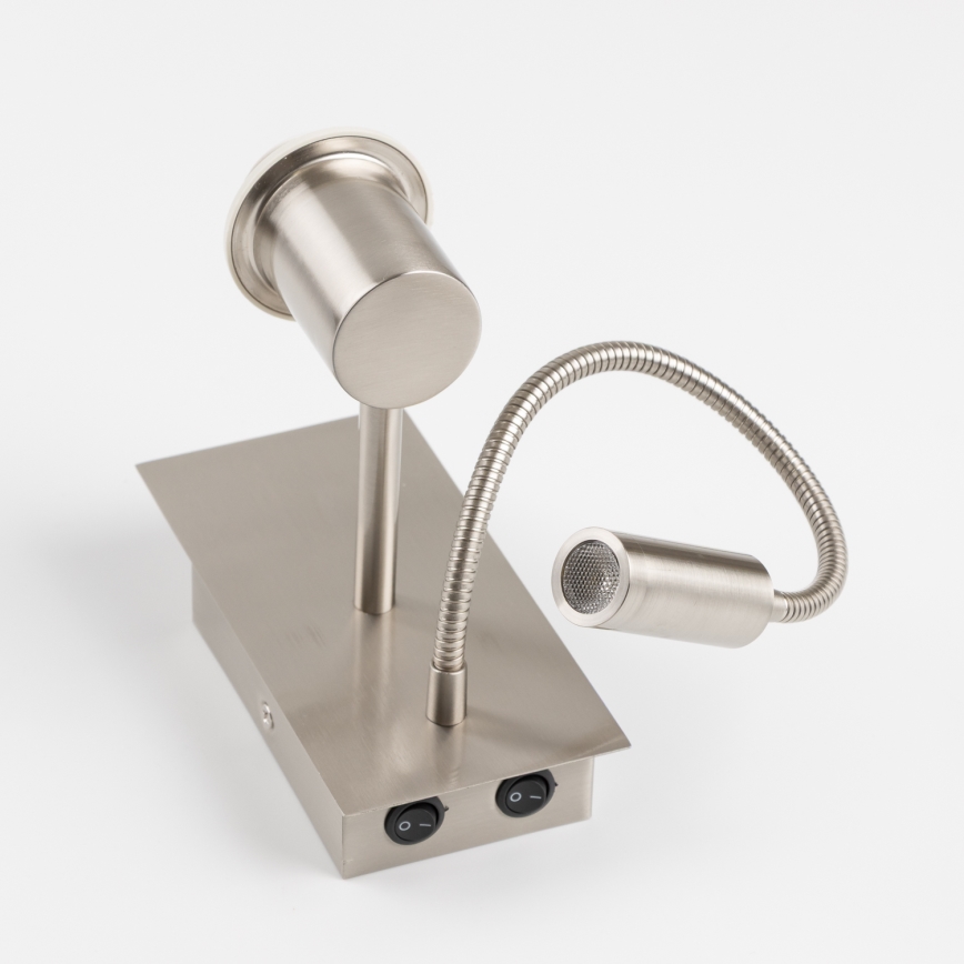 Brilagi - LED Flexibel Wandleuchte NUBILA 1xE27/25W/230V + LED/3W matt Chrom