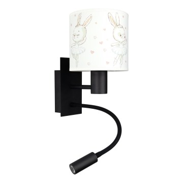 BRILAGI - LED flexible Kinder-Wandleuchte BOBO 1xE27/25W/230V + LED/3W schwarz/weiß/mit Hasenmotiv