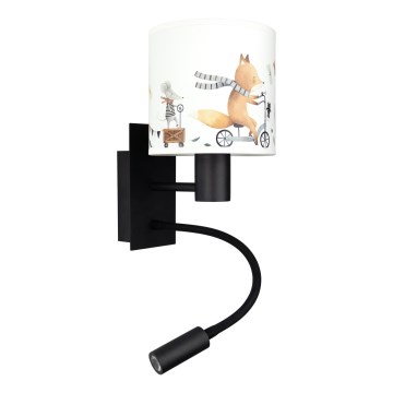 BRILAGI - LED flexible Kinder-Wandleuchte BOBO 1xE27/25W/230V + LED/3W schwarz/weiß/Tiermotive