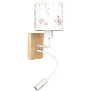 BRILAGI - LED flexible Kinder-Wandleuchte BOBO WOOD 1xE27/25W/230V + LED/3W Eiche/Weiß/Creme/Häschen