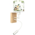 BRILAGI - LED-flexible Kinder-Wandleuchte BOBO WOOD 1xE27/25W/230V + LED/3W Eiche/Weiß/Grün/Dschungel