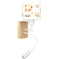 BRILAGI - LED flexible Kinder-Wandleuchte BOBO WOOD 1xE27/25W/230V + LED/3W Eiche/Weiß/Teddybären