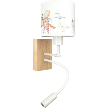 BRILAGI - LED flexible Kinder-Wandleuchte BOBO WOOD 1xE27/25W/230V + LED/3W Eiche/Weiß/Tiermotive