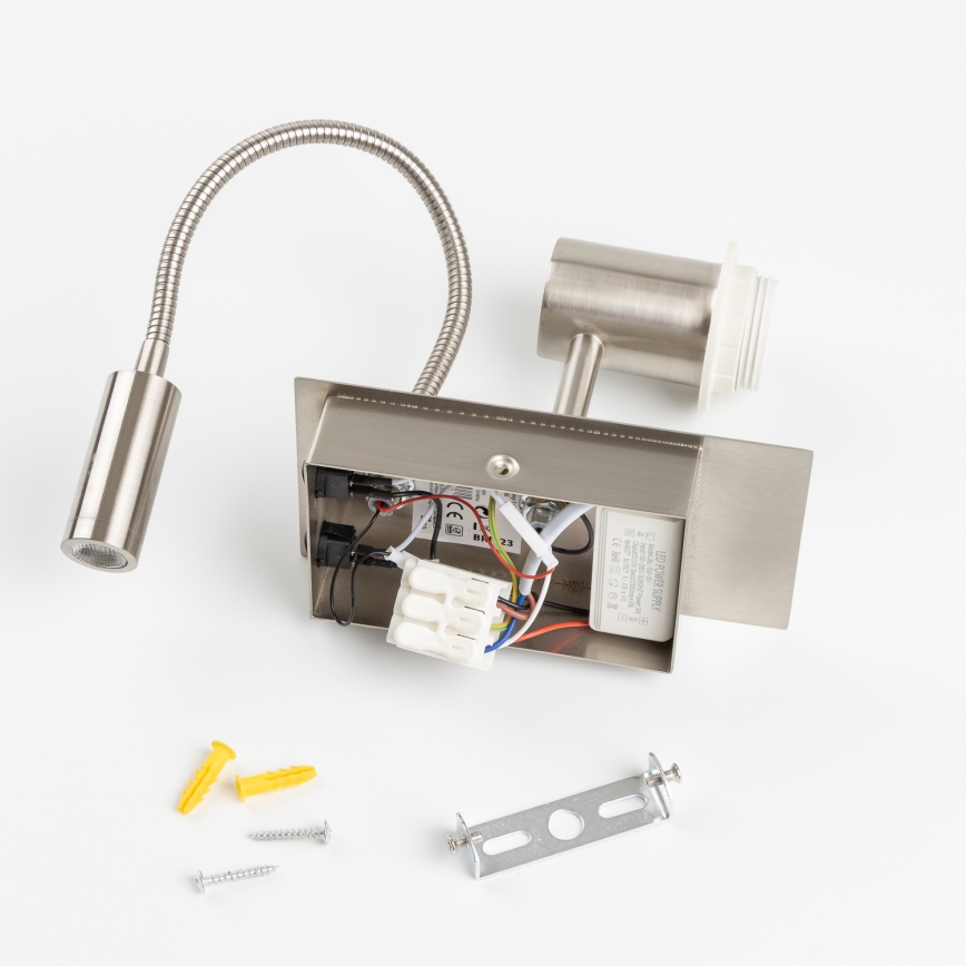 Brilagi - Flexible LED-Wandleuchte NUBILA 1xE27/25W/230V + LED/3W mattchrom/orange