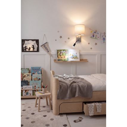 BRILAGI - Flexible LED-Wandleuchte BOBO 1xE27/25W/230V + LED/3W mattchrom/beige/gepunktet