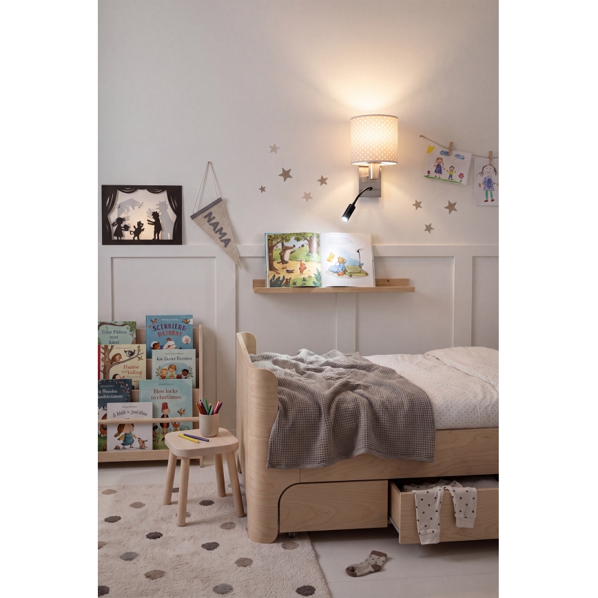 BRILAGI - Flexible LED-Wandleuchte BOBO 1xE27/25W/230V + LED/3W mattchrom/beige/gepunktet